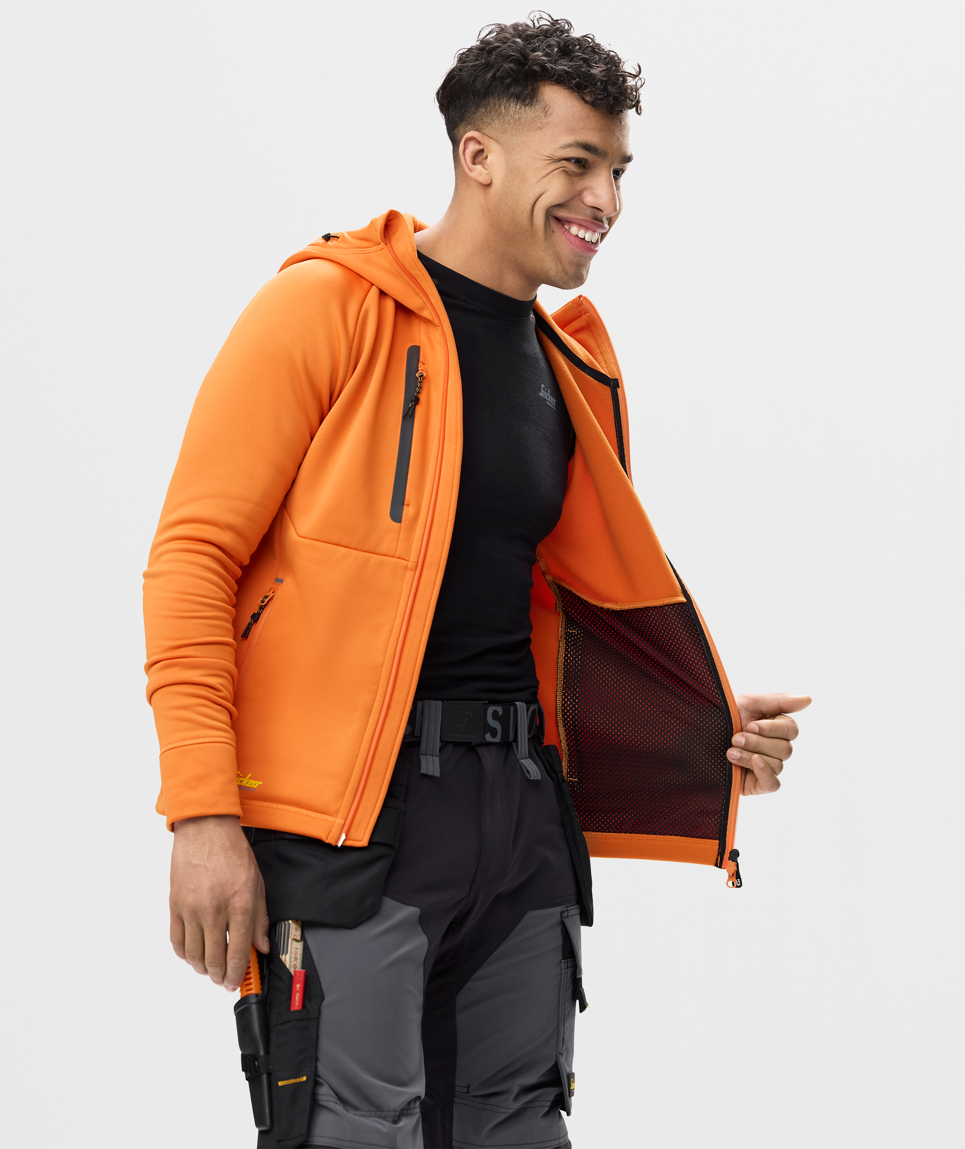 Snickers Flexiwork Polartec&reg; Hoodie mit Rei&szlig;verschluss 8026 full stretch, Warm Orange, Warm Orange, large image number 4
