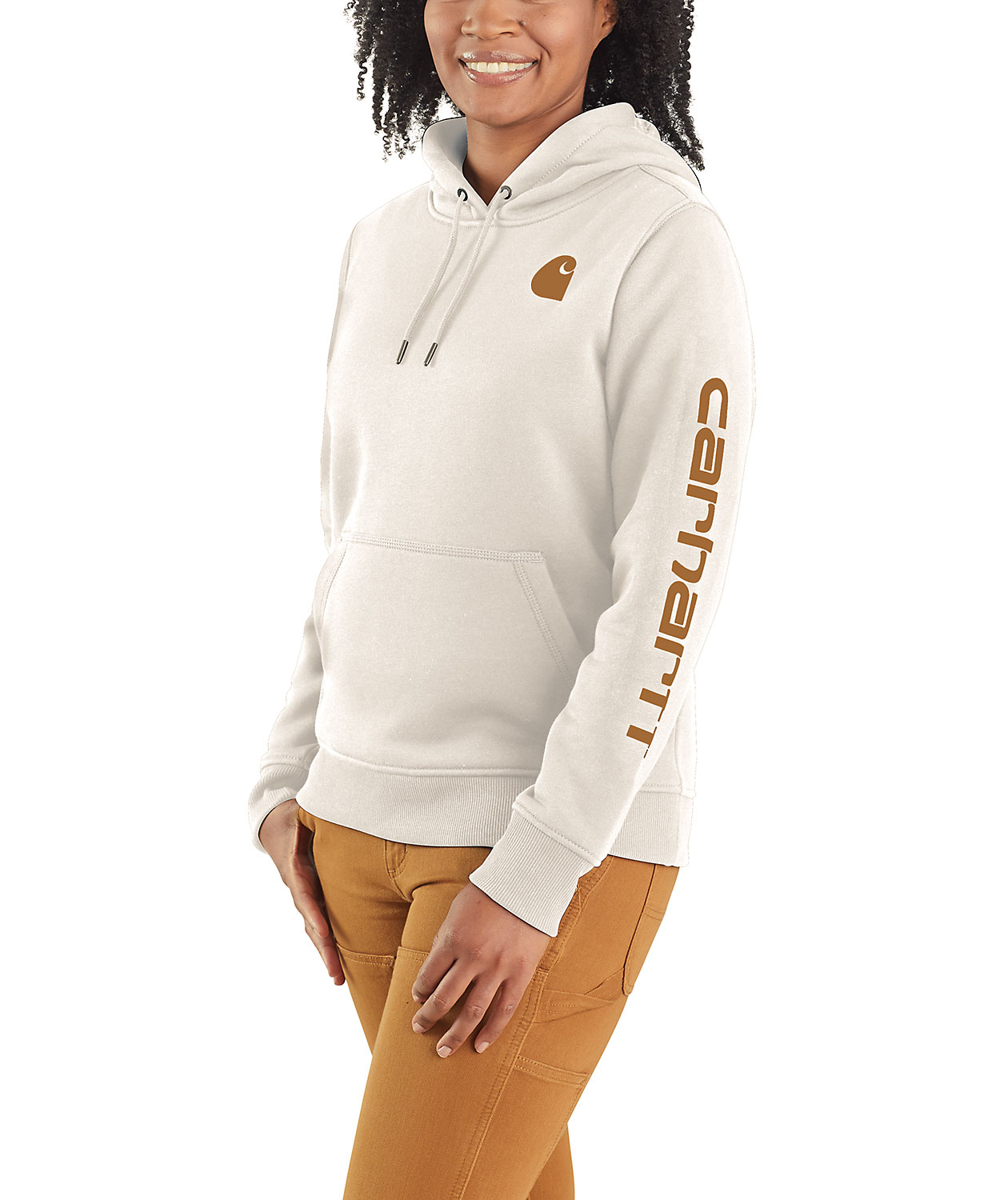 Carhartt Clarksburg Damen Kapuzensweatshirt, Malt/Carhartt Brown