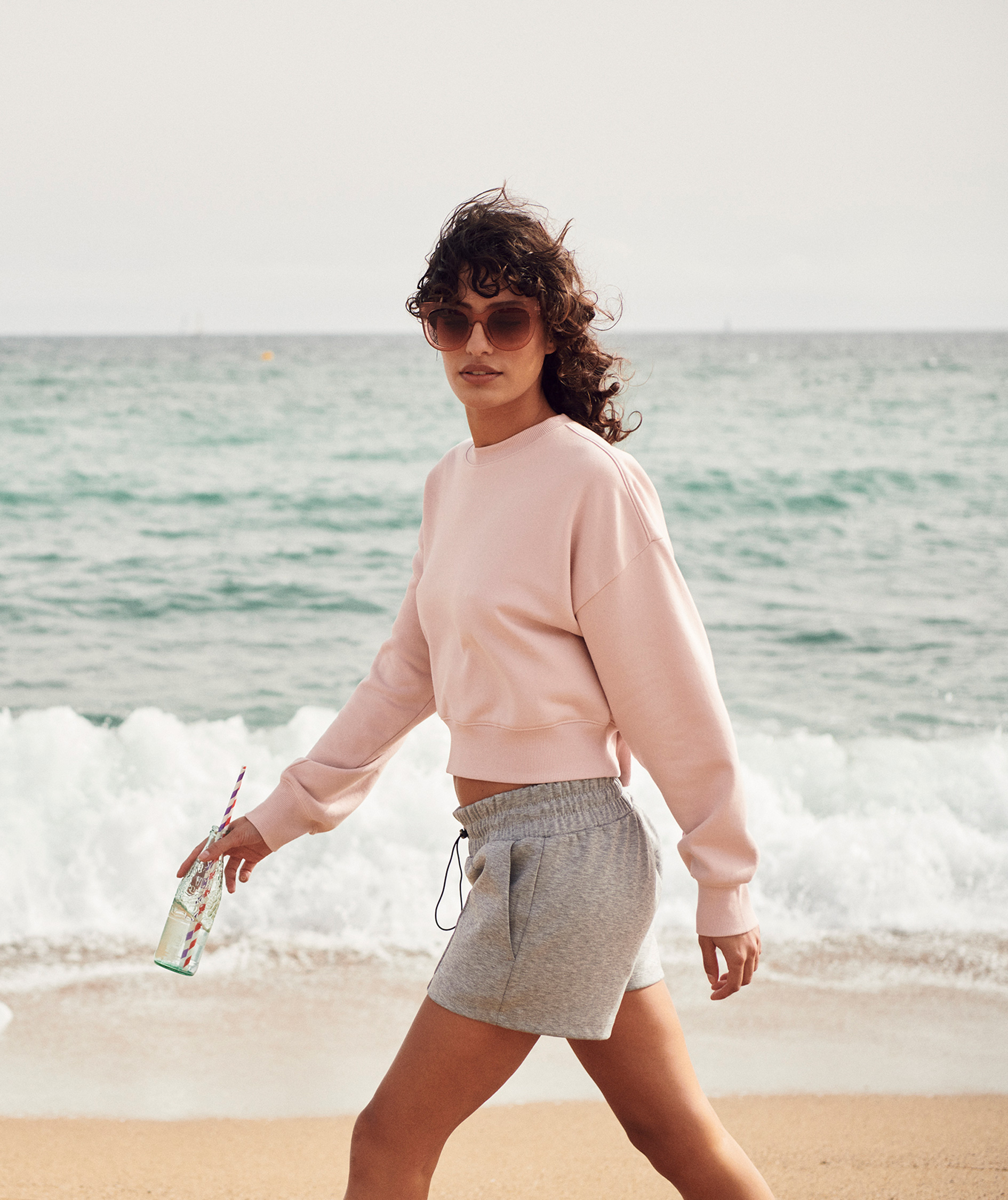 Clique Miami Cropped women's sweatshirt, Candy pink