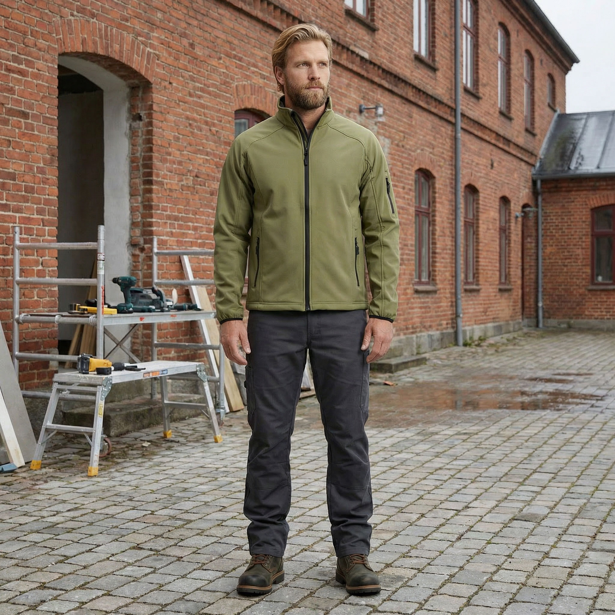 Stadsing softshelljakke, Olive green, large image number 1