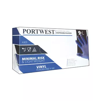Portwest A905 vinyl engangshansker pudderfri 100 stk., Blå