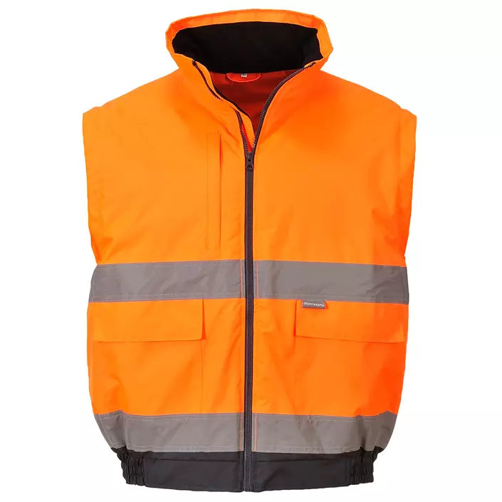 Portwest 2-in-1 pilot jacket, Hi-vis Orange/Marine, large image number 1