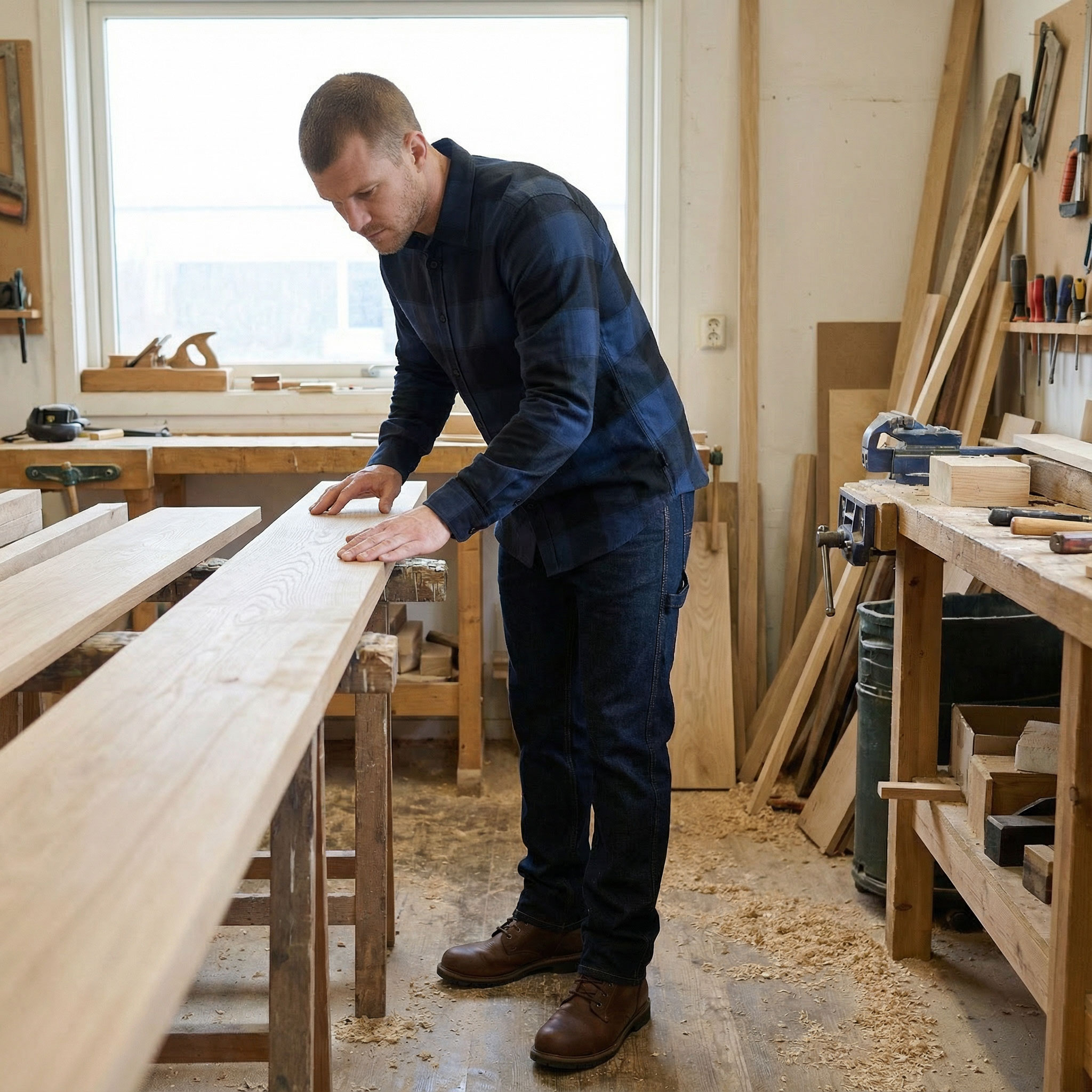 Westborn light flannel shirt, Blue/Black