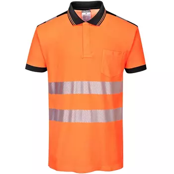 Portwest PW3 polo T-shirt, Hi-Vis Orange/Sort