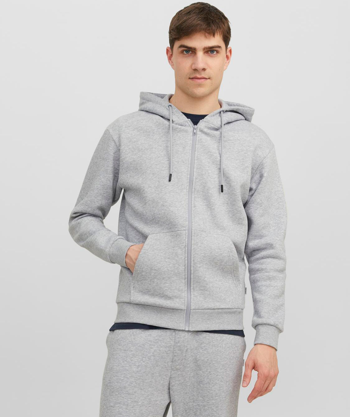 Jack & Jones JJEBRADLEY hoodie with zipper, Light Grey Melange, large image number 6
