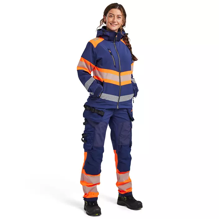 Blåkläder dame softshelljacka, Marinblå/Varselorange, large image number 1