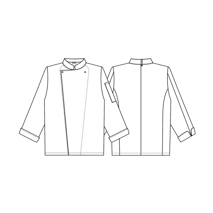 Kentaur long-sleeved chefs jacket in satin striped quality, White, large image number 3