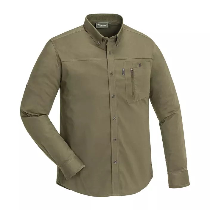 Pinewood Tiveden NatureSafe modern fit skjorte, Jagt oliven, large image number 0