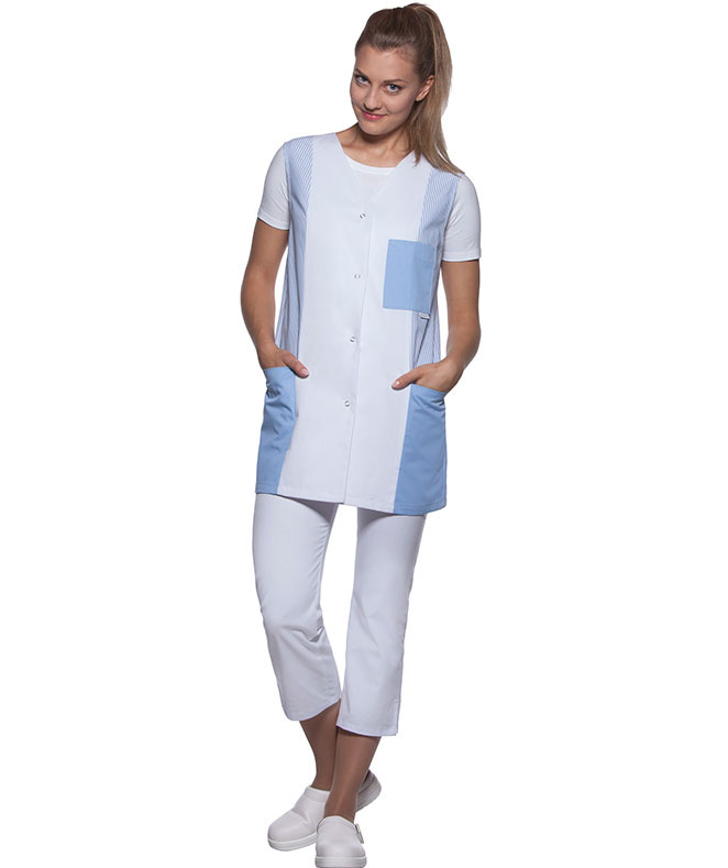 Karlowsky Sabrina women's tunic without sleeves, White/light blue, White/light blue, large image number 2