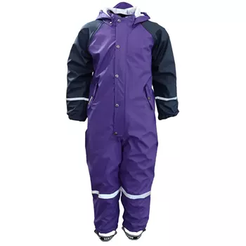 Ocean Cloud Comfort thermal rain coveralls for kids, Purple/Navy