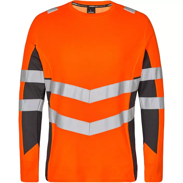 Engel Safety langermet T-skjorte, Hi-Vis oransje/Grå, large image number 0