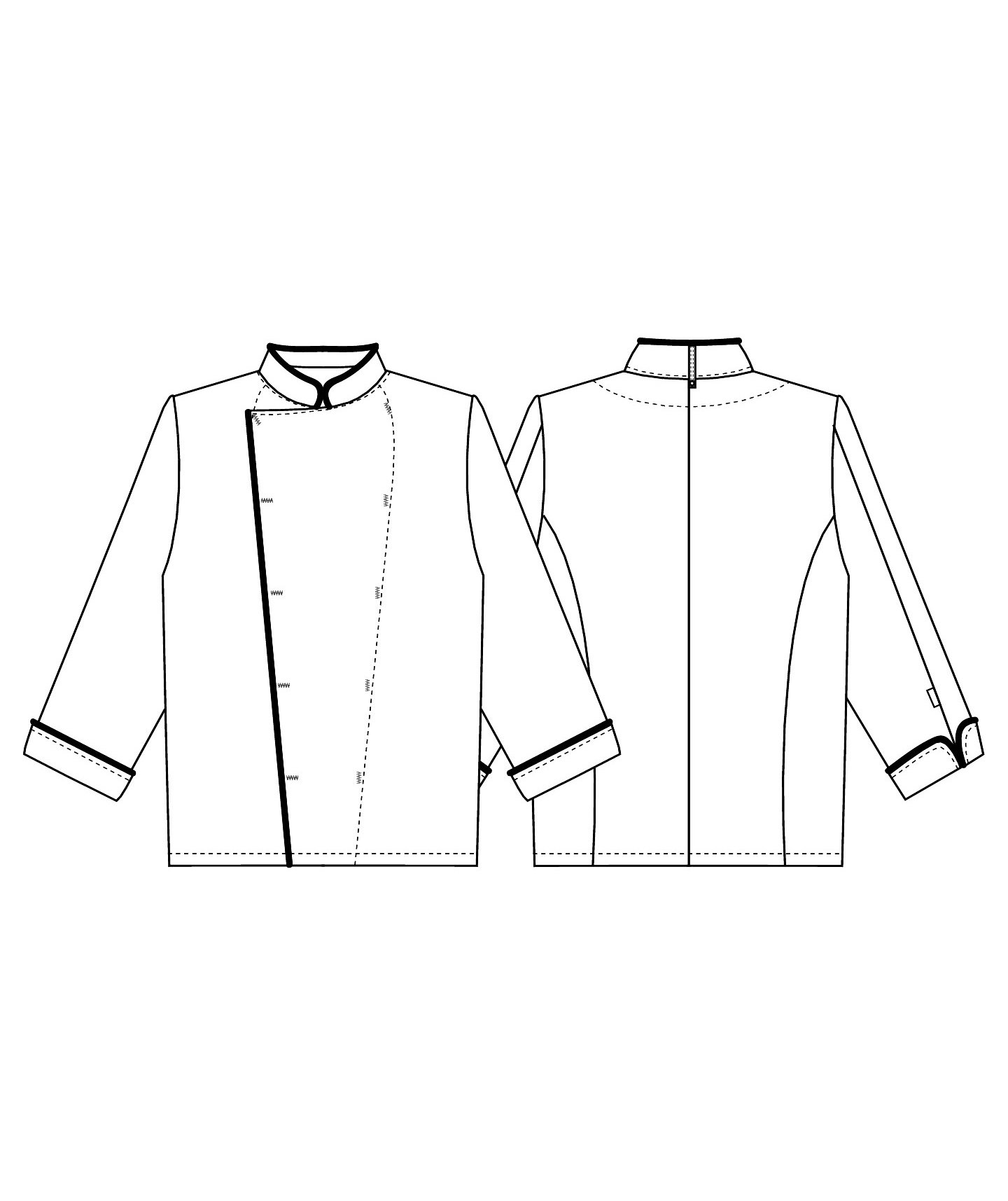 Kentaur chefs jacket without buttons with piping