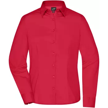 James & Nicholson modern fit dameskjorte, Rød