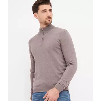 Clipper Napoli strikket genser med glidelås, Warm Sand Melange