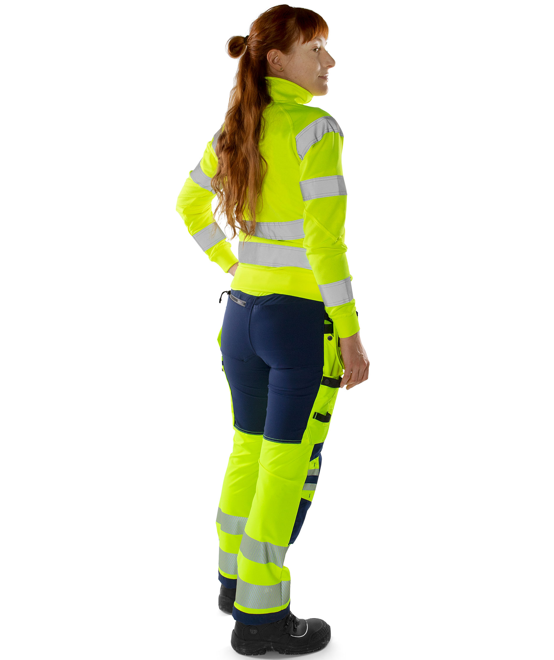 Fristads Green women's craftsman trousers 2664 GSTP full stretch, Hi-Vis yellow/marine, large image number 3