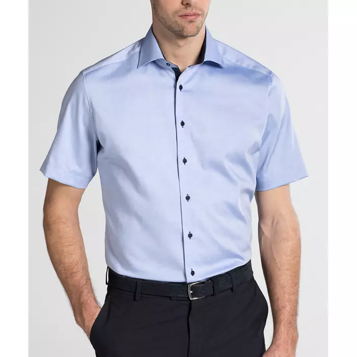 Eterna Fein Oxford Modern fit short-sleeved shirt, Blue, large image number 1