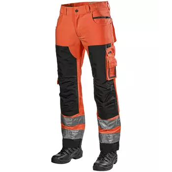 L.Brador work trousers 129PB, Hi-Vis Orange/Black