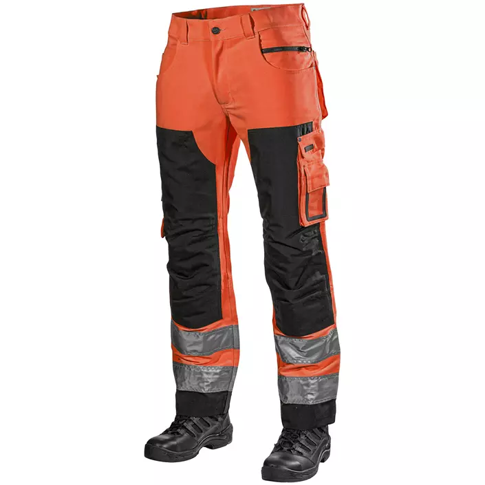 L.Brador work trousers 129PB, Hi-Vis Orange/Black, large image number 0