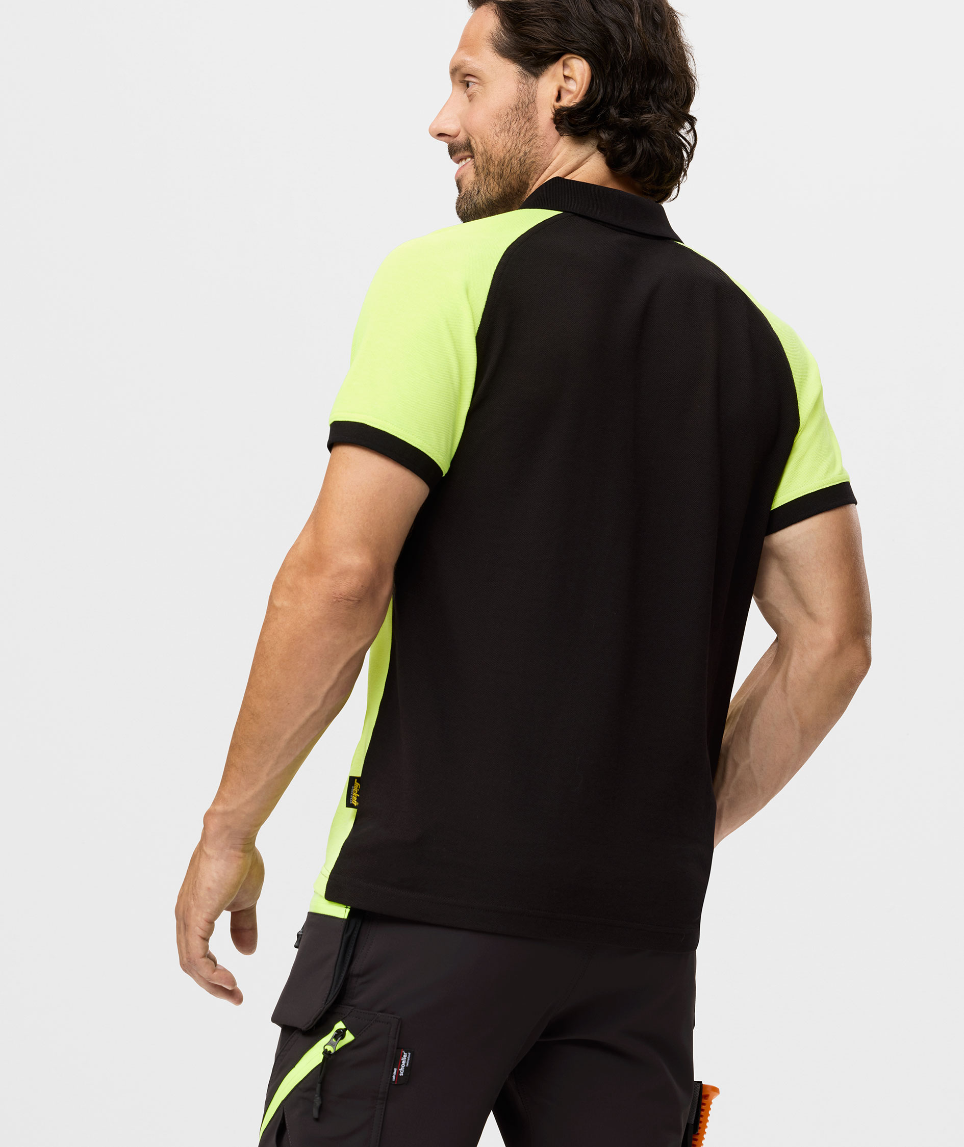 Snickers polo T-shirt 2750, Black/Neon Yellow, large image number 3