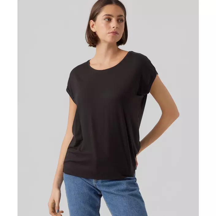 Vero Moda VMAVA PLAIN dame T-shirt, Black, large image number 1