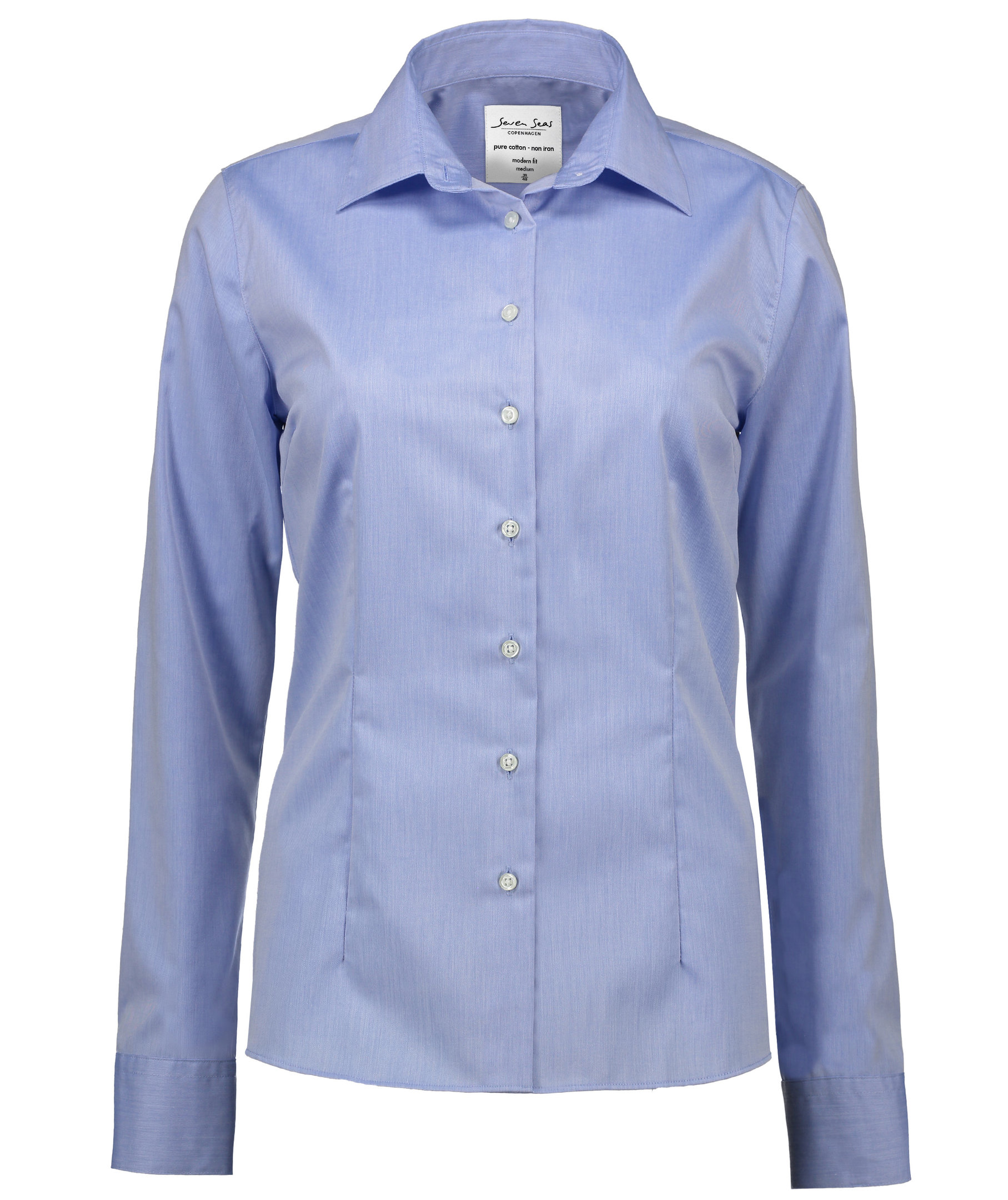 Seven Seas Fine Twill women's modern fit shirt, Light Blue, Light Blue, swatch