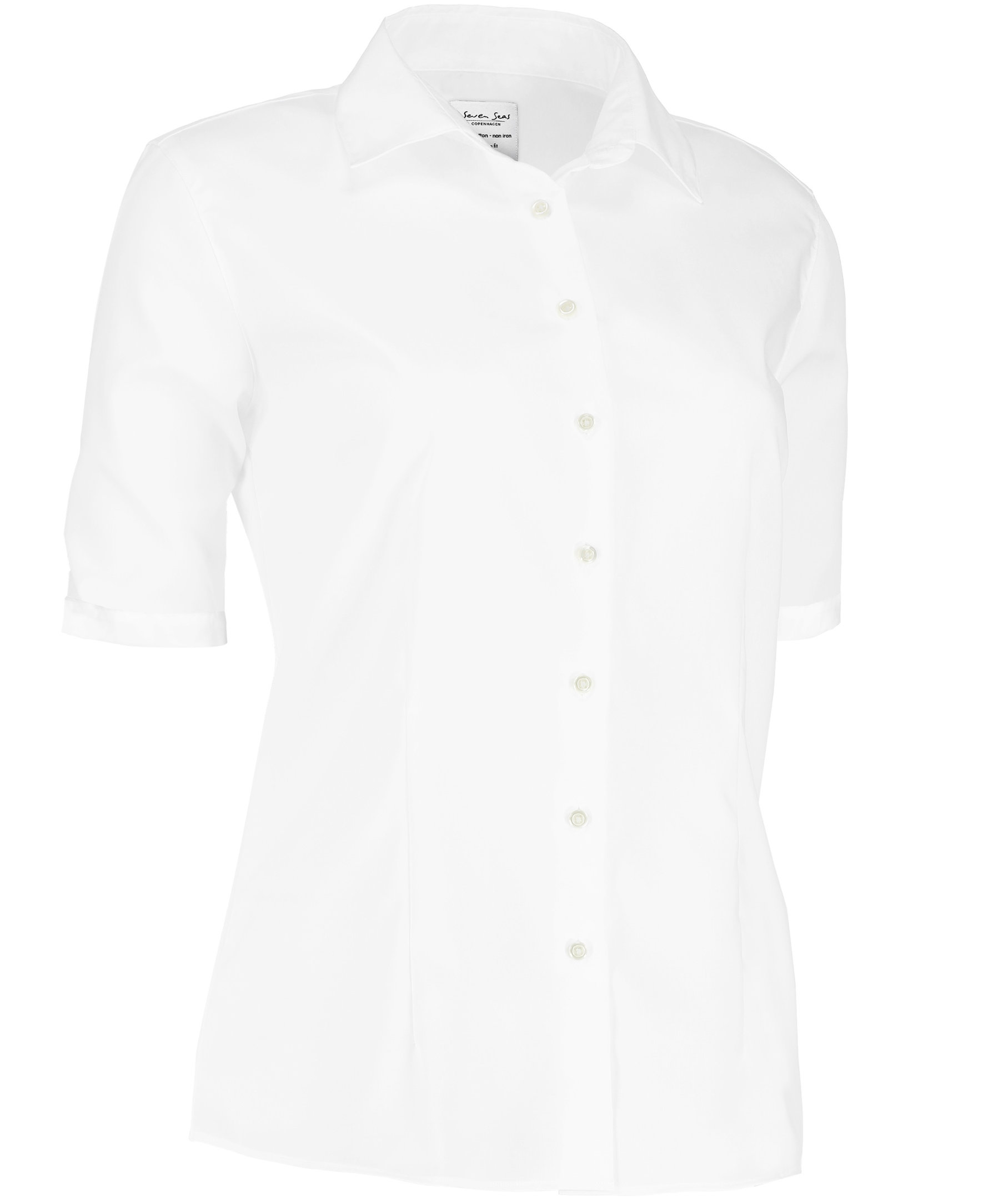 Seven Seas Fine Twill kort&aelig;rmet Modern fit  dameskjorte, Hvid, large image number 2