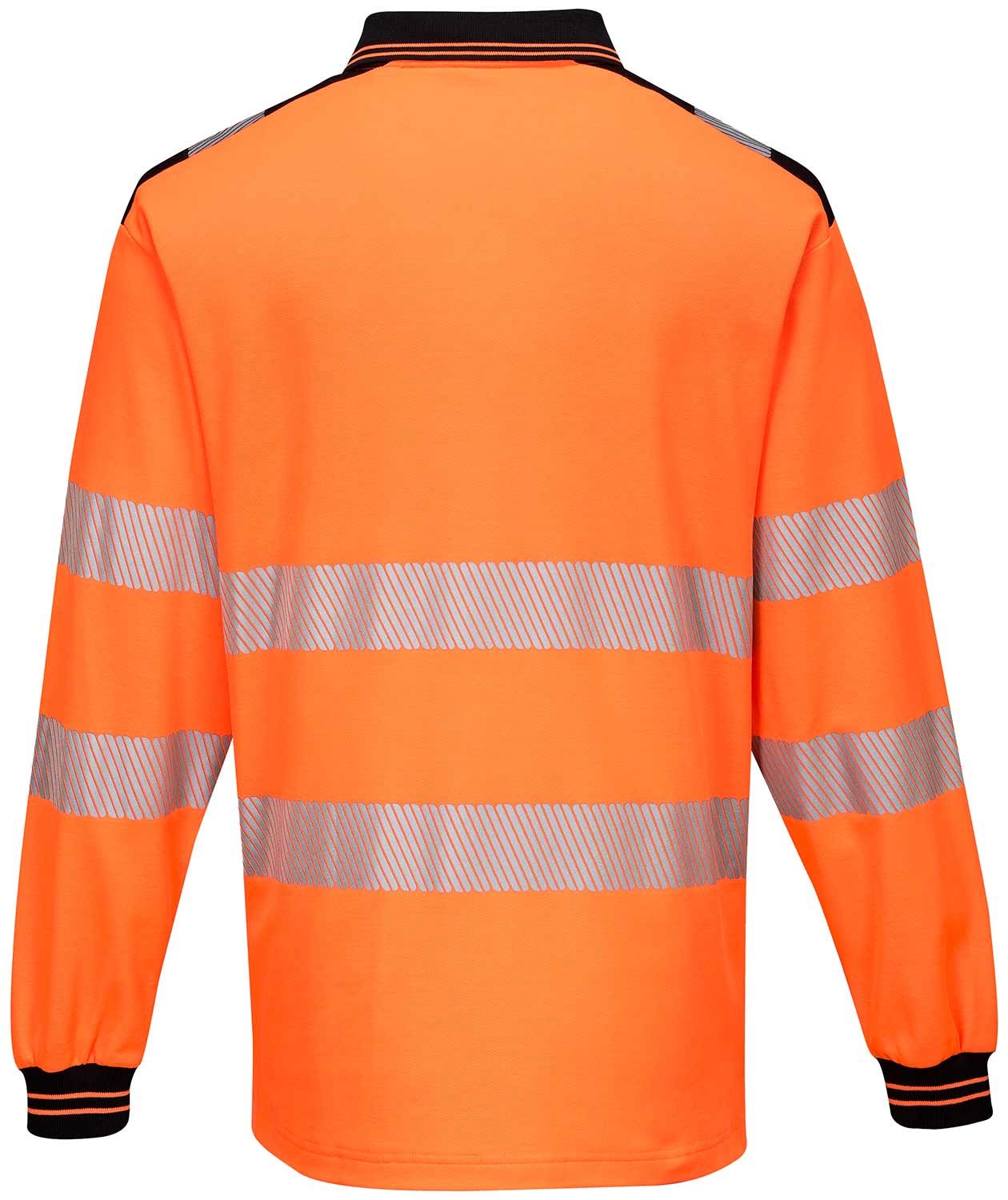 Portwest longsleeved polo shirt, Hi-Vis Orange/Black