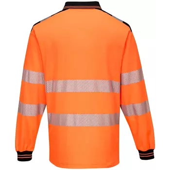 Portwest Langarm Poloshirt, Hi-Vis Orange/Schwarz