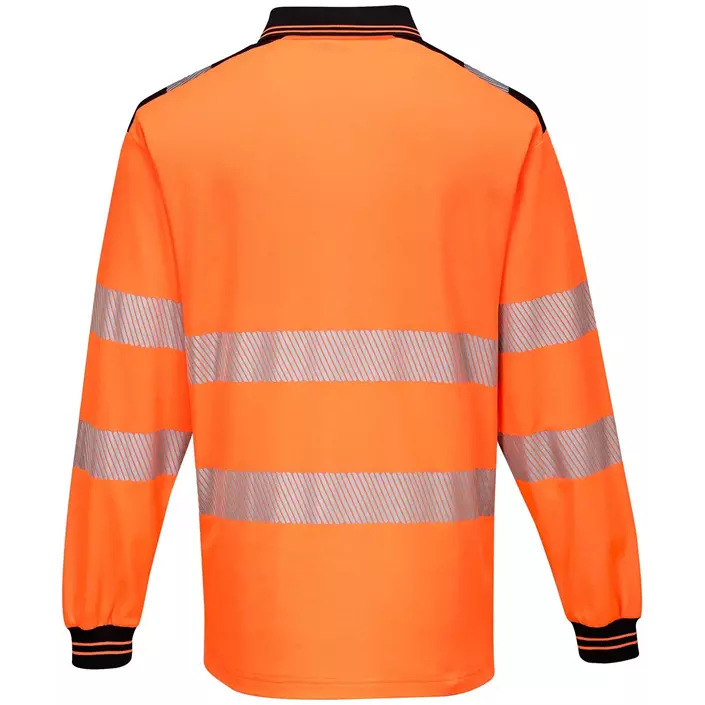 Portwest Langarm Poloshirt, Hi-Vis Orange/Schwarz, large image number 1