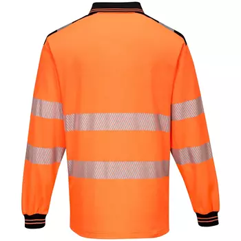 Portwest Langarm Poloshirt, Hi-Vis Orange/Schwarz