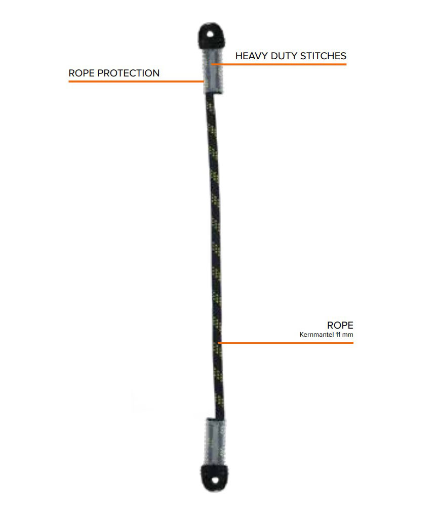 OS FallSafe FS082 livlina med karbinhakar, Svart