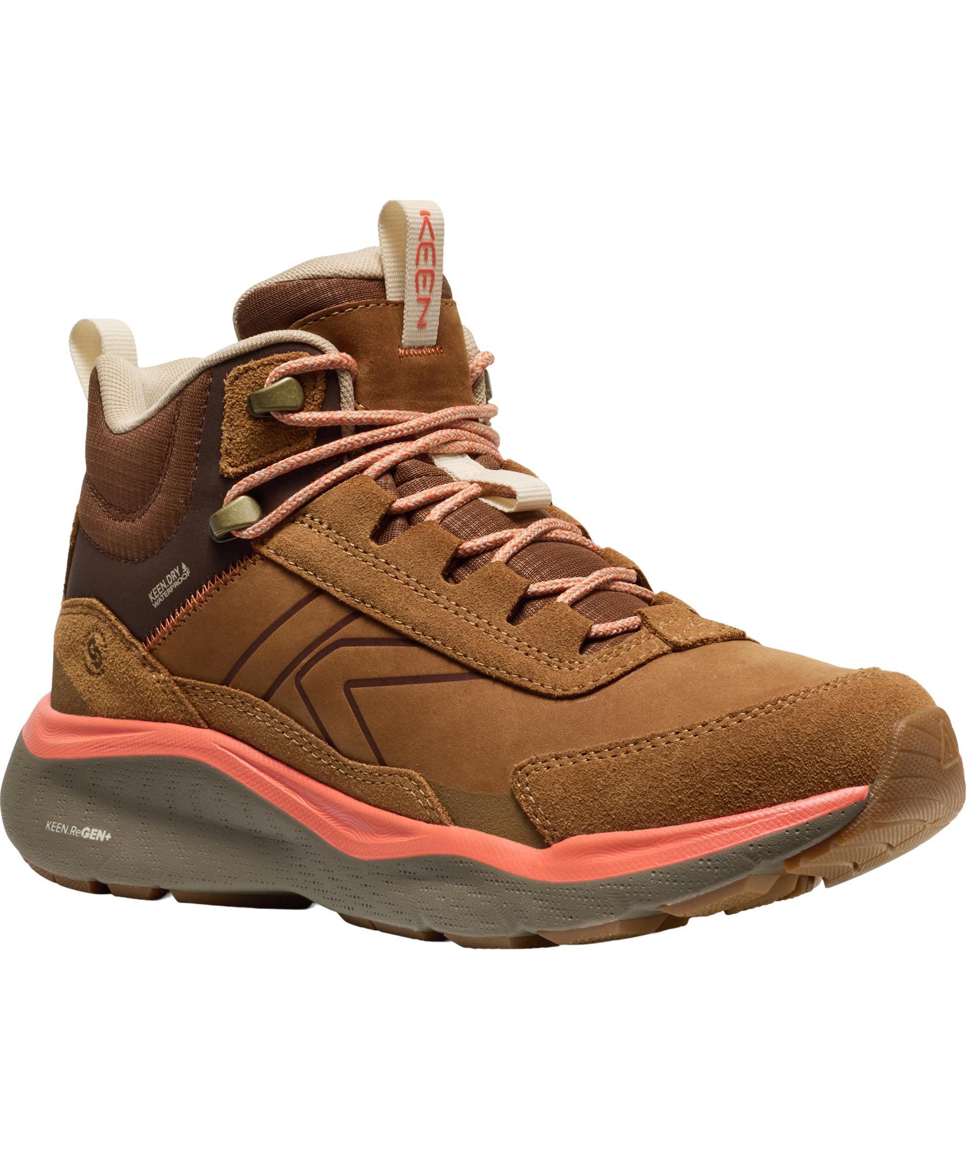 Keen Leiki Leather Mid WP vandrark&auml;ngor dam, Chipmunk/Bison, large image number 2