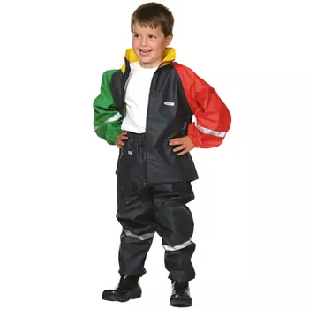 Ocean PU rain jacket for kids, Navy/red/yellow/green
