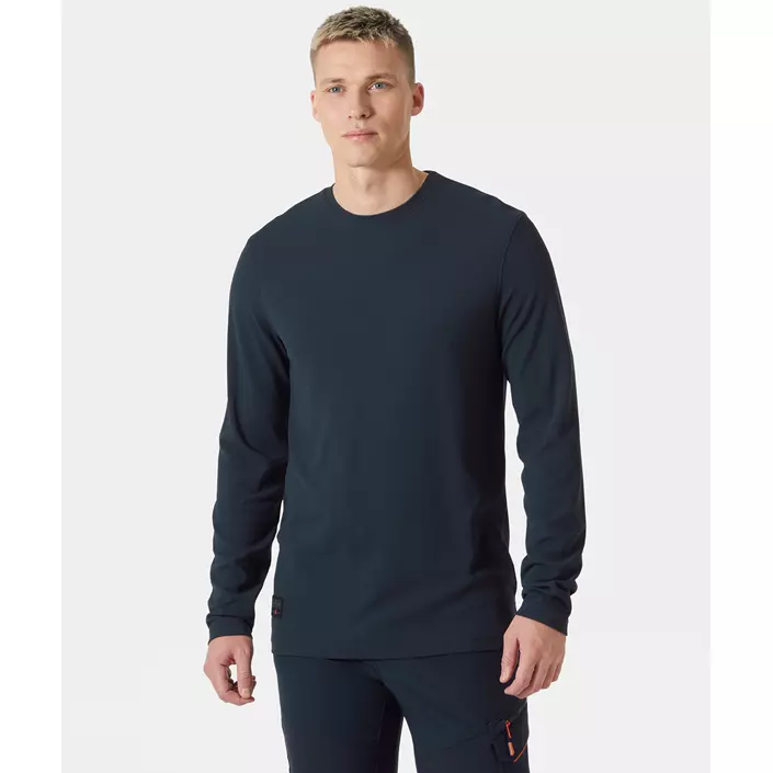Helly Hansen Tech langermet T-skjorte, Navy, large image number 1