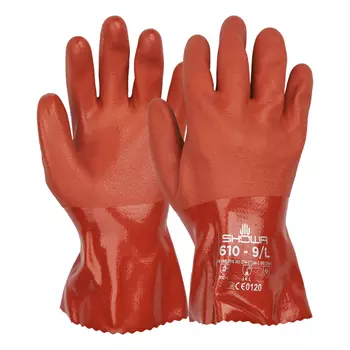 Showa PVC 610 kemikaliebeskyttelseshandsker, Rød