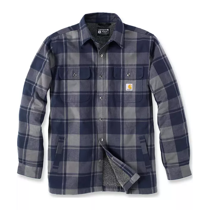 Carhartt foret flannel skjortejakke, Navy, large image number 0
