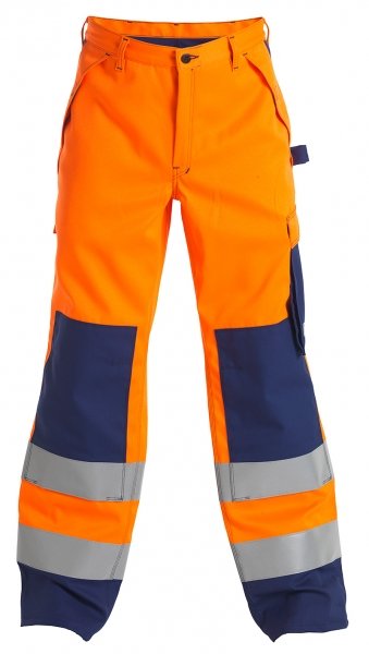 Engel Safety+ work trousers, Hi-vis Orange/Marine, large image number 0