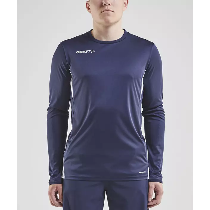Craft Pro Control Impact langermet T-skjorte, Navy/Hvit, large image number 1