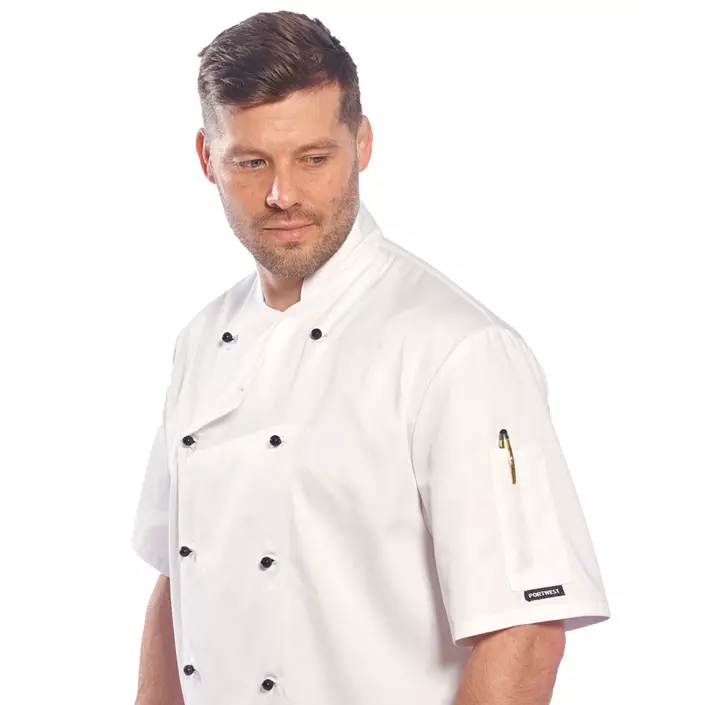 Portwest C734 short-sleeved chefs jacket, White, large image number 1
