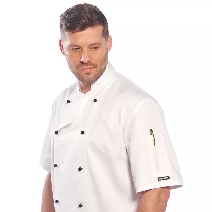 Portwest C734 short-sleeved chefs jacket, White, large image number 1