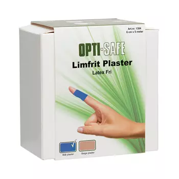 Opti-safe plaster limfrie 6 cm x 5 m, Blå