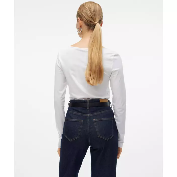 Vero Moda VMMAXI MY SOFT langermet dame T-skjorte, Bright White, large image number 3