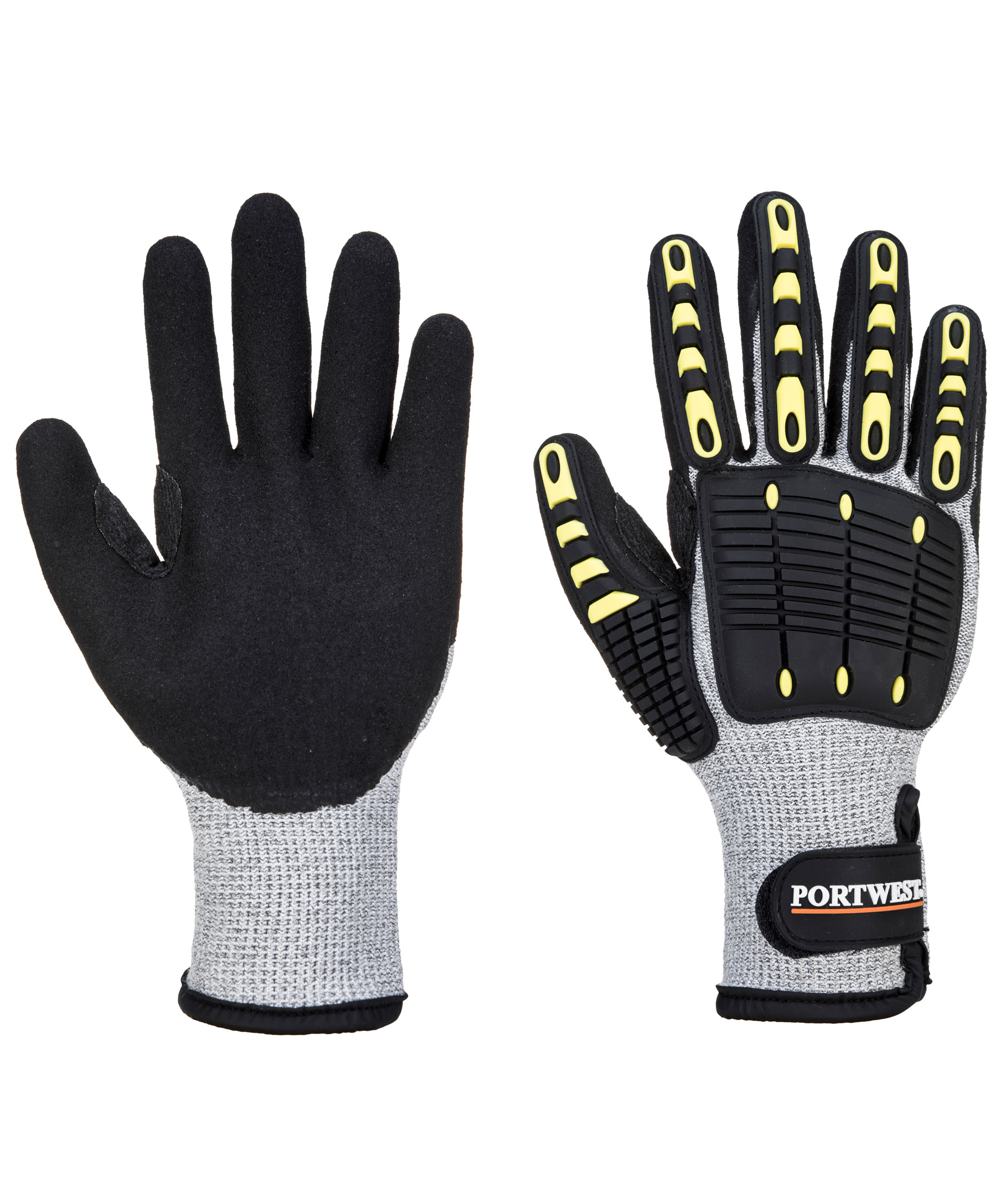Portwest A729 Anti impact cut resistant thermal gloves Cut C, Grey/Black, large image number 2